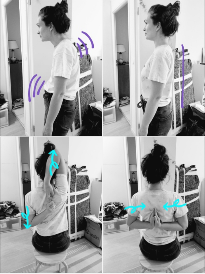 Pourquoi ai-je le dos voûté ? Parmi les causes courantes d’un dos voûté, on trouve les mauvaises habitudes posturales, un travail sédentaire, une position assise prolongée devant un ordinateur ou une utilisation excessive du téléphone portable. Il est donc essentiel de prendre soin de son dos en renforçant les muscles responsables du maintien d’une bonne posture. 2 petites postures sur chaise qui vous remettra direct le dos d'aplomb!